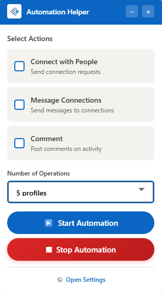 Automation Helper Main Interface